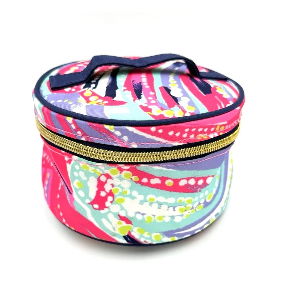 Lilly Pulitzer Pouch Drawstring & Zipper Makeup Bag Dragonfruit Oh My Guava 2 pc
